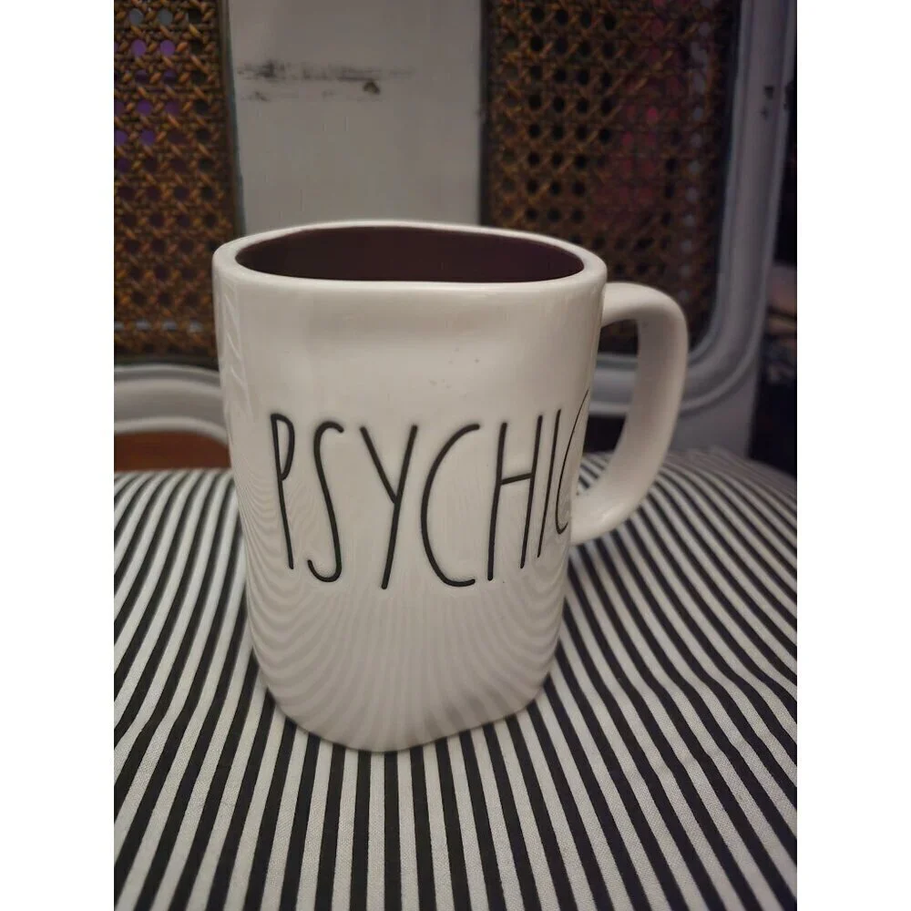 Rae Dunn Halloween Psychic Coffee Mug Purple Interior White